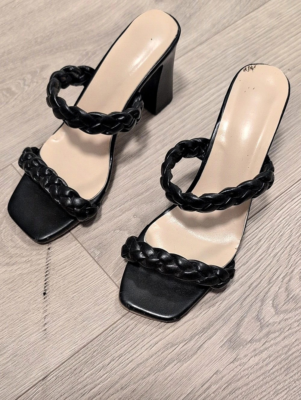 Black Braided Strap Heels